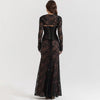 Abito lungo elegante in pizzo con copri spalle da donna ATREND