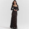 Abito lungo elegante in pizzo con copri spalle da donna ATREND