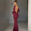 Abito lungo elegante scavato a maniche lunghe da donna ATREND