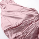 Abito lungo in raso con spacco laterale e scollo alto da donna ATREND