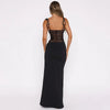 Abito lungo patchwork a body con pizzo da donna ATREND