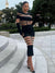 Abito lungo patchwork con trasparenze da donna ATREND