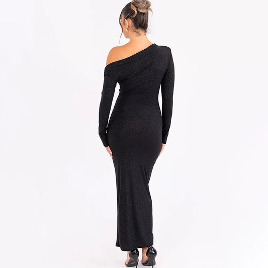 Abito lungo plissettato con brillantini a donna ATREND