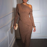 Abito lungo plissettato con brillantini a donna ATREND