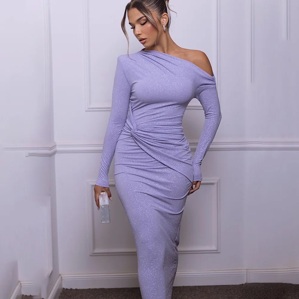 Abito lungo plissettato con brillantini a donna ATREND