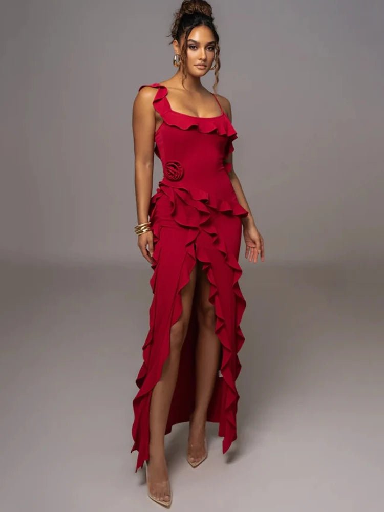 Abito lungo plissettato con spacco laterale da donna ATREND