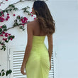 Abito lungo plissettatto con spacco laterale da donna ATREND