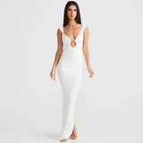 Abito lungo scavato con spacco da donna ATREND