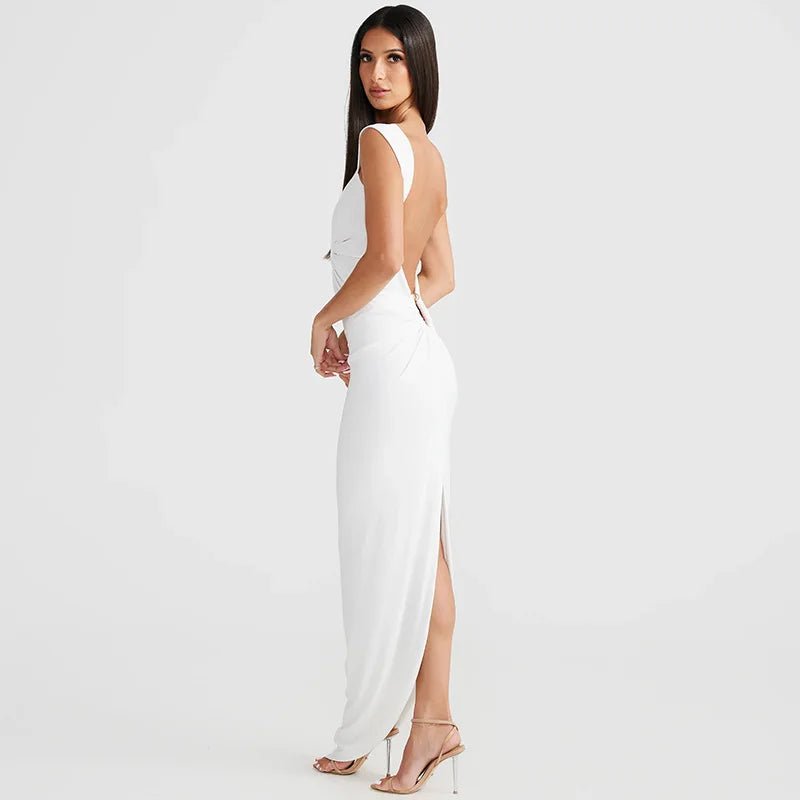 Abito lungo scavato con spacco da donna ATREND