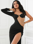 Abito lungo scavato con spacco laterale e catene da donna ATREND