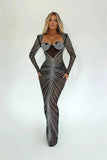 Abito lungo trasparente in rete glitterata da donna ATREND