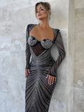 Abito lungo trasparente in rete glitterata da donna ATREND