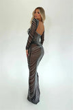 Abito lungo trasparente in rete glitterata da donna ATREND