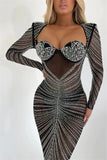 Abito lungo trasparente in rete glitterata da donna ATREND