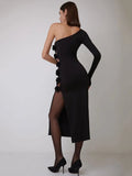 Abito mono spalla con spacco laterale floreale da donna ATREND