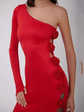 Abito mono spalla con spacco laterale floreale da donna ATREND