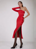 Abito mono spalla con spacco laterale floreale da donna ATREND