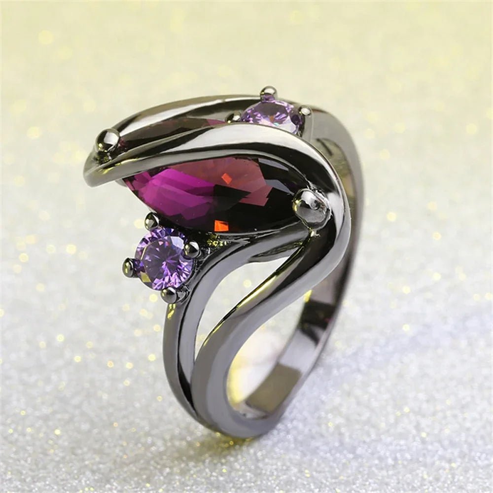 Anello geometrico con pietra viola da donna - anelli ATREND