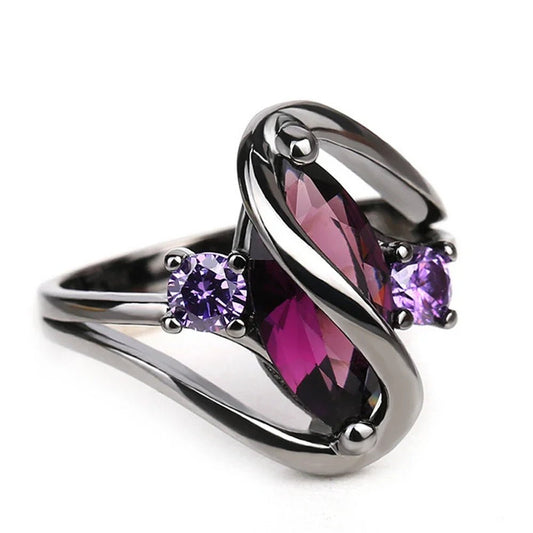Anello geometrico con pietra viola da donna - anelli ATREND