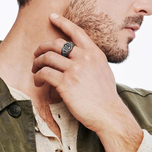 Anello in acciaio inox geometrico da uomo ATREND