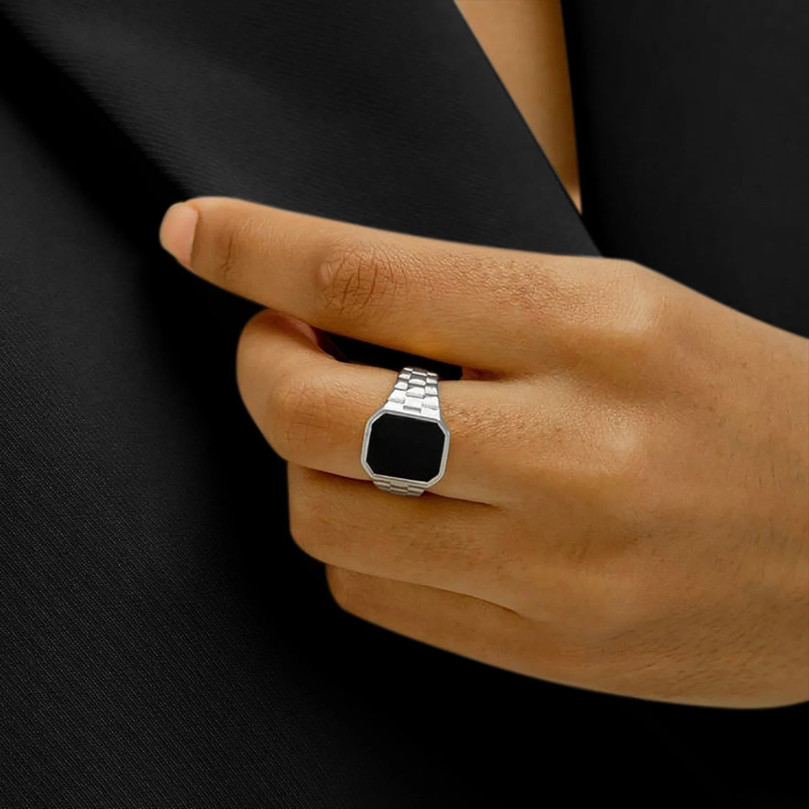 Anello in acciaio inox quadrato da uomo ATREND