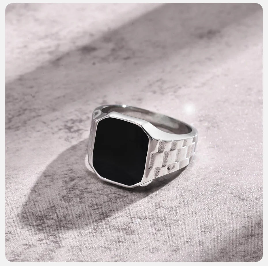 Anello in acciaio inox quadrato da uomo ATREND
