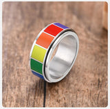 Anello LGTBQ spinner rainbow da uomo - anelli ATREND