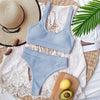 Bikini due pezzi reggiseno a fascia e mutande a vita alta da donna ATREND