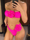 Bikini due pezzi reggiseno a fascia e mutande con fiori in pizzo da donna ATREND