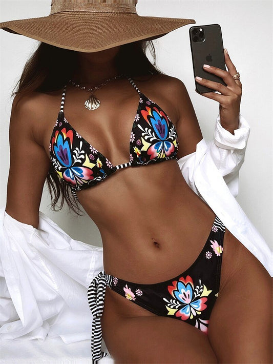 Bikini floreale reggiseno & mutande con lacci laterali - costumi ATREND