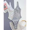 Bikini intero bicolor con paiettes e catene da donna ATREND