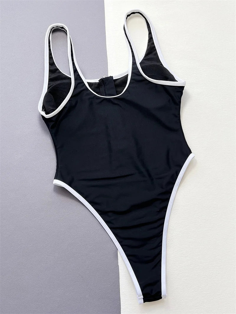 Bikini intero casual con bordo a contrasto da donna - costumi ATREND