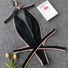 Bikini intero geometrico con scollo profondo a V da donna ATREND