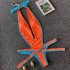 Bikini intero geometrico con scollo profondo a V da donna ATREND