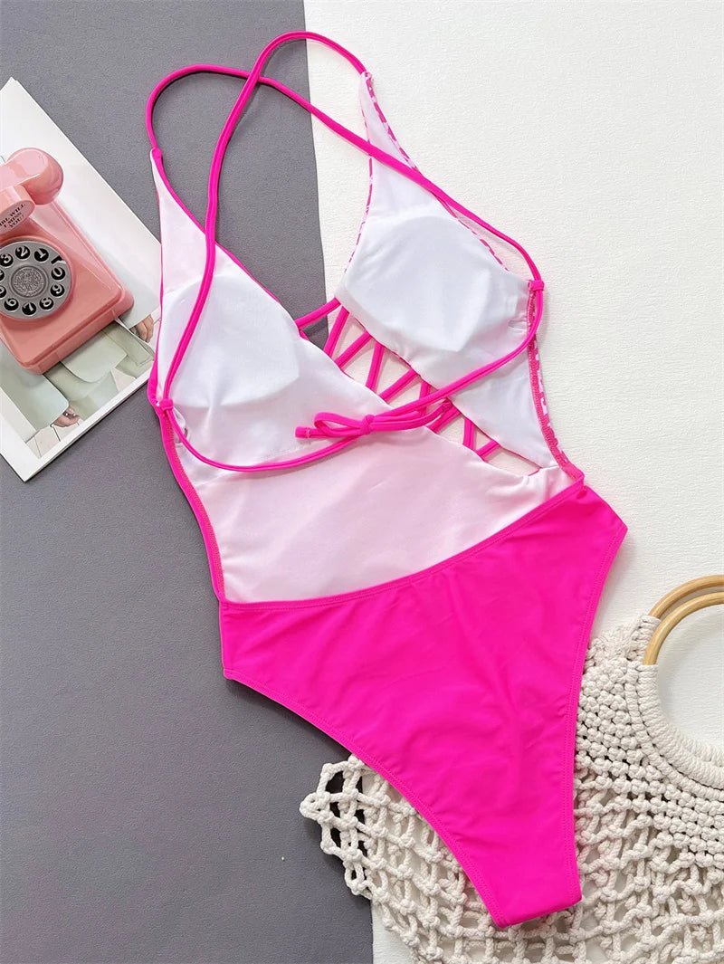 Bikini intero intrecciato bi colore da donna - costumi ATREND