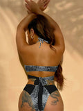 Bikini intero patchwork reggiseno e mutanda brasialiana da donna ATREND