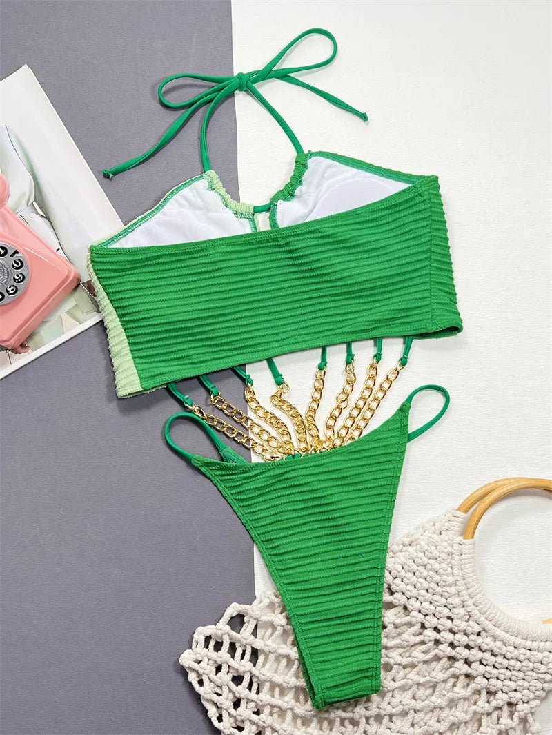 Bikini intero scavato con catena da donna - costumi ATREND