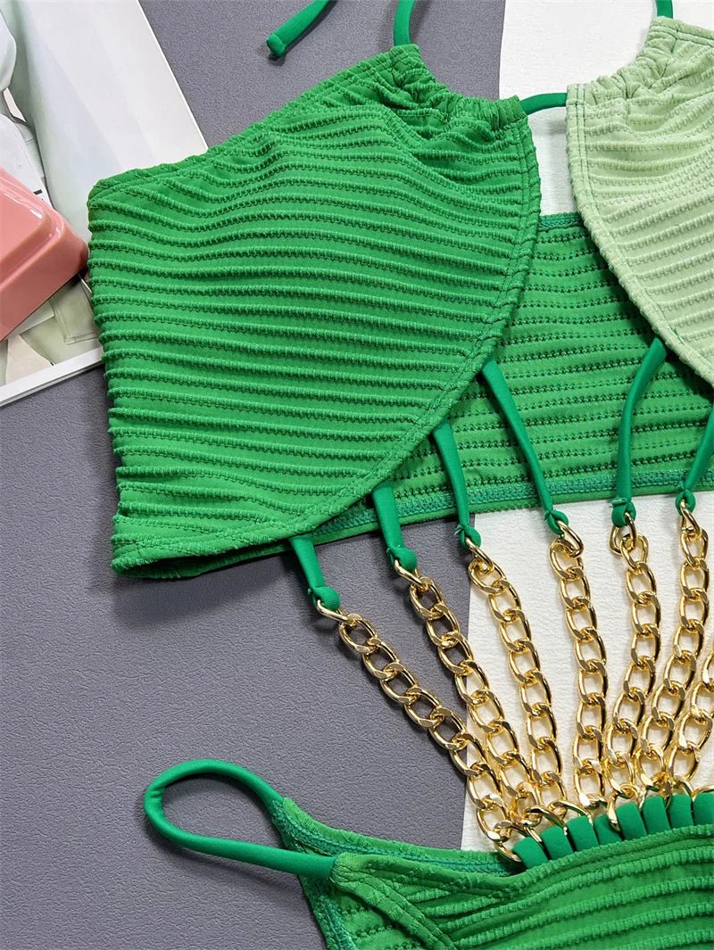 Bikini intero scavato con catena da donna - costumi ATREND