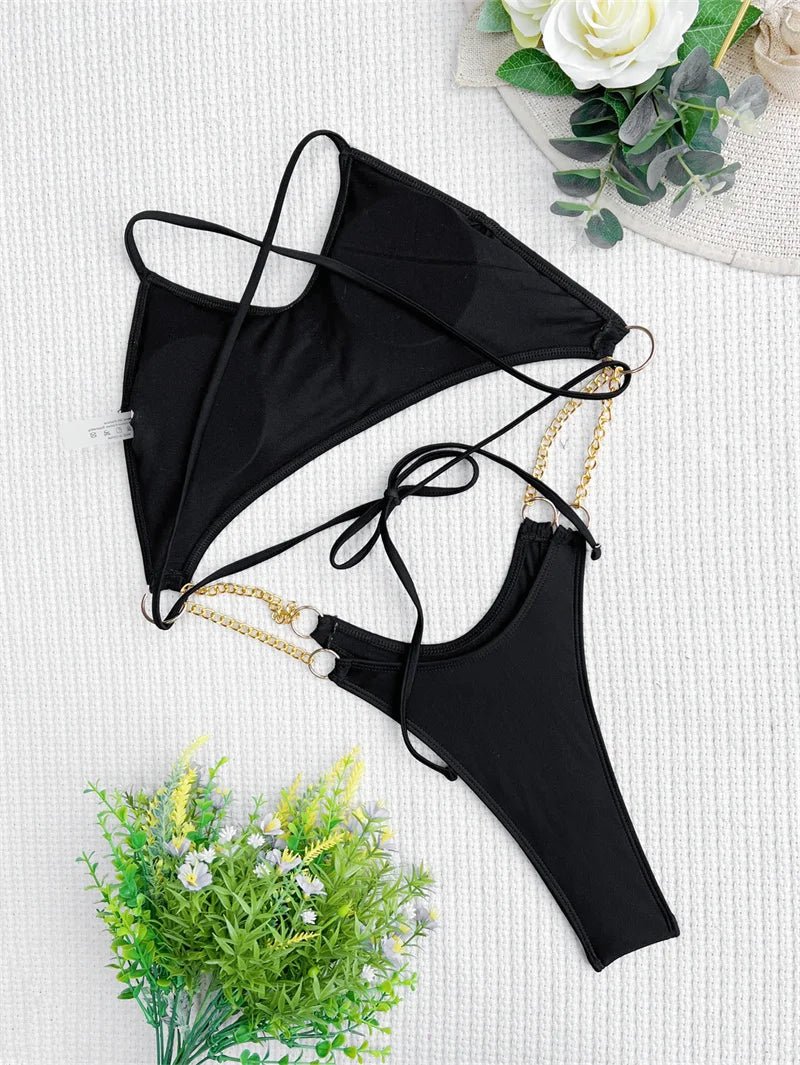 Bikini intero scavato con catena laterale da donna - costumi ATREND