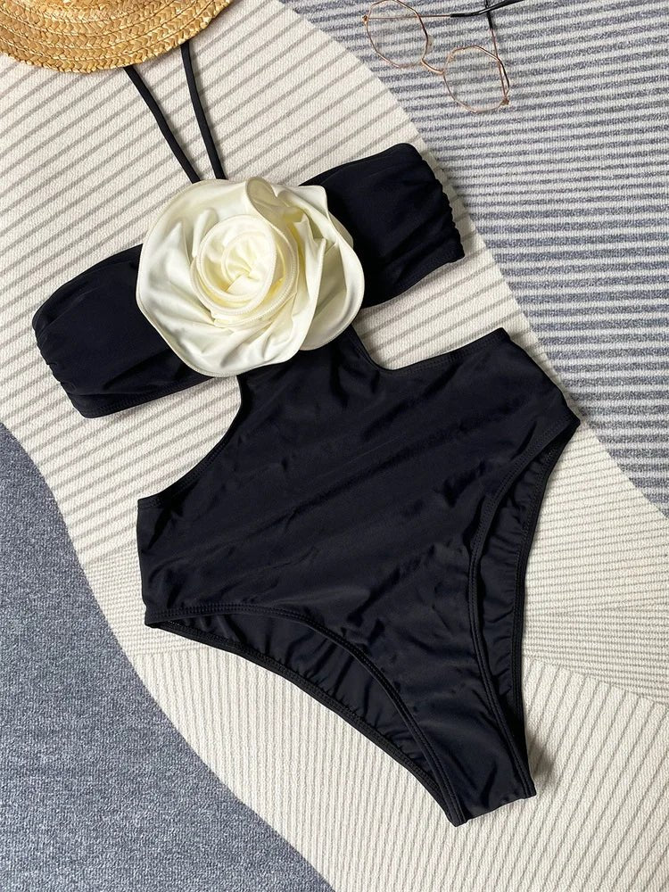 Bikini intero scavato con fiore da donna ATREND