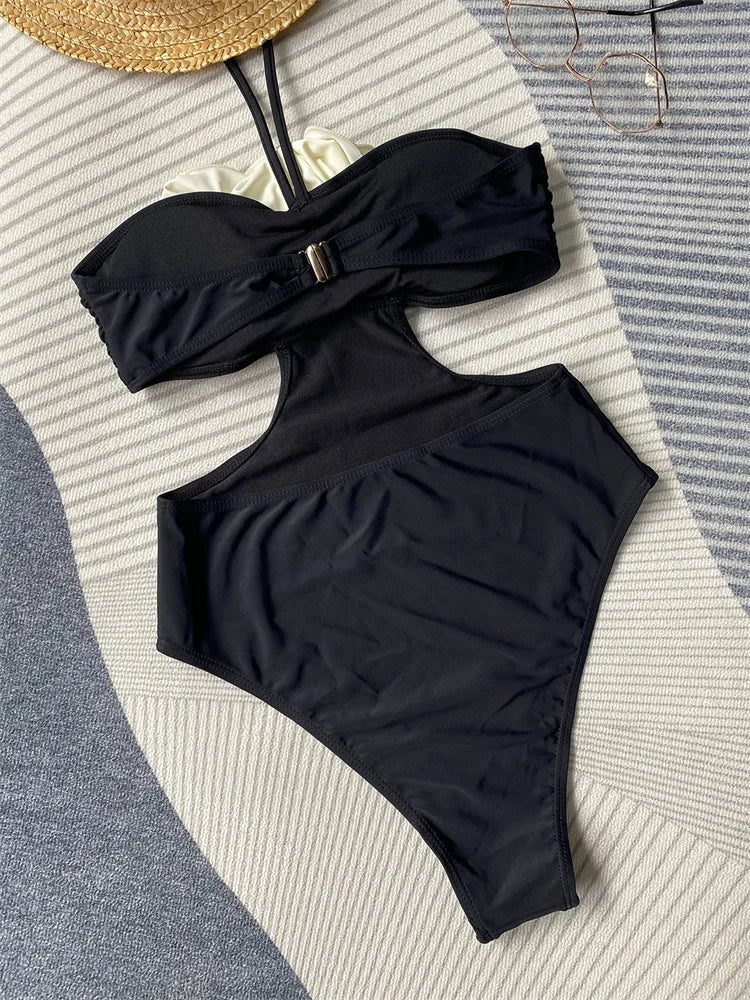 Bikini intero scavato con fiore da donna ATREND