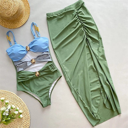 Bikini intero scavato con gonna lunga da donna - costumi ATREND
