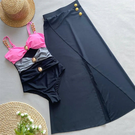 Bikini intero scavato con gonna lunga da donna - costumi ATREND