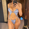 Bikini intero scavato in denim con lacci laterali da donna ATREND