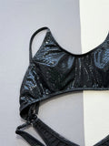 Bikini intero scavato in pelle PU da donna ATREND