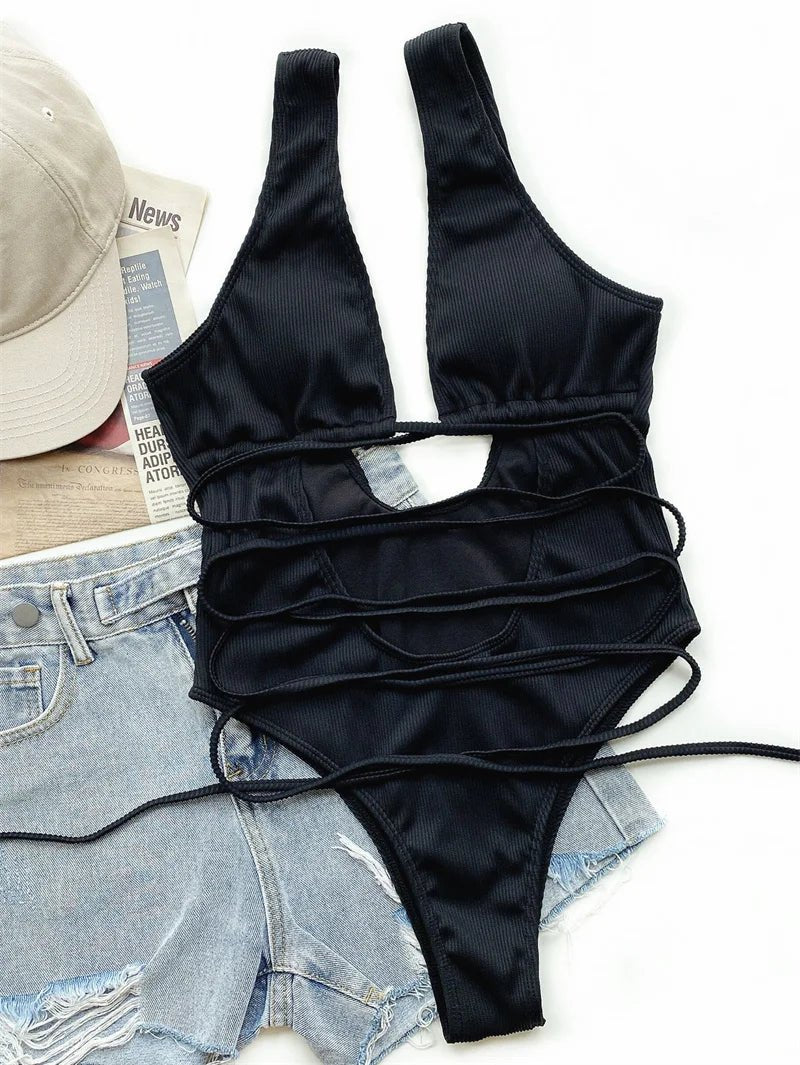 Bikini intero scavato intrecciato da donna - costumi ATREND