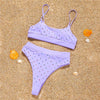 Bikini reggiseno a fascia & mutande a vita alta con perline colorate ATREND