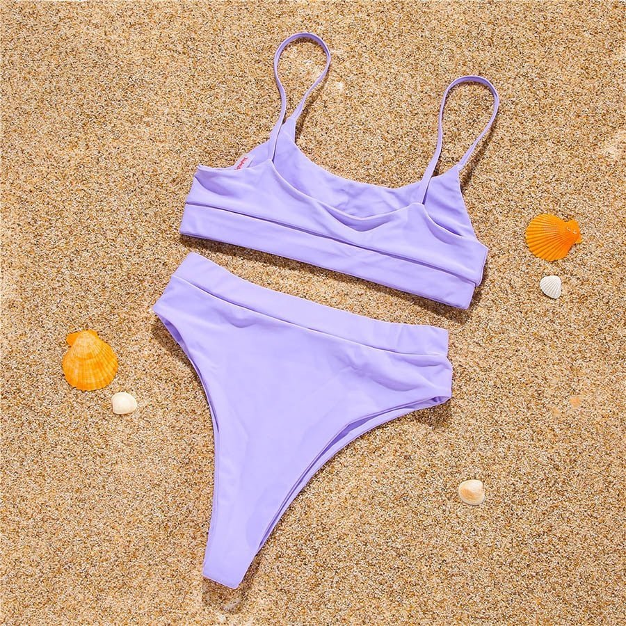 Bikini reggiseno a fascia & mutande a vita alta con perline colorate - costumi ATREND