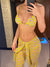 Bikini tre pezzi reggiseno mutande e pantaloni floreali da donna ATREND