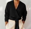 Blazer casual a maniche lunghe con chiusura intrecciata e cintura da uomo ATREND